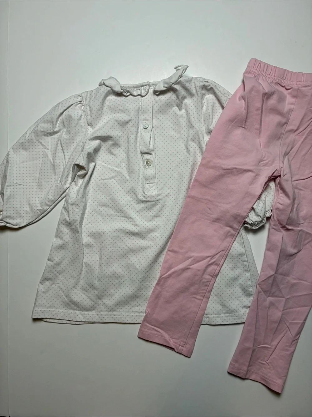 Kids Pink Heart Flower Set - Long Sleeve Top & Leggings